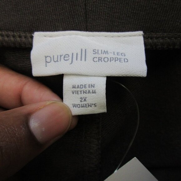 J Jill Slim Leg Cropped Pants Women's 2X Brown Cotton Rayon Stretch Casual 365 - Picture 3 of 12